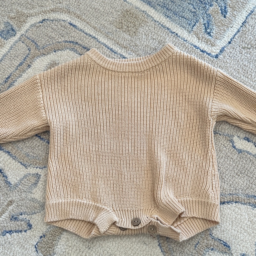 Cozy Tan Baby Sweater Onesie
